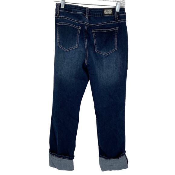 Earl Jeans Women's Size 6 Cuffed Crop Straight Leg Stretch Denim Blue Mid Rise - Picture 7 of 11